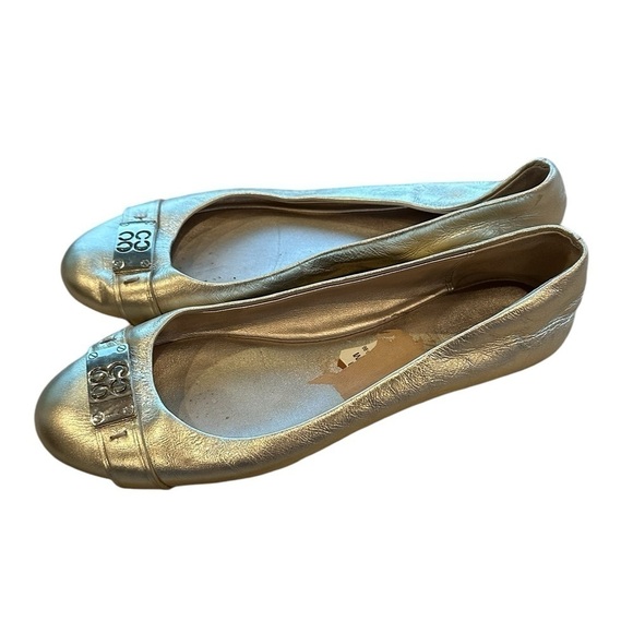 Coach London Metallic Gold Leather Flats - Size 10 - Picture 4 of 7